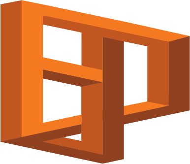 Logo do curso: Figura geométrica tridimensional onde se lê "EP"