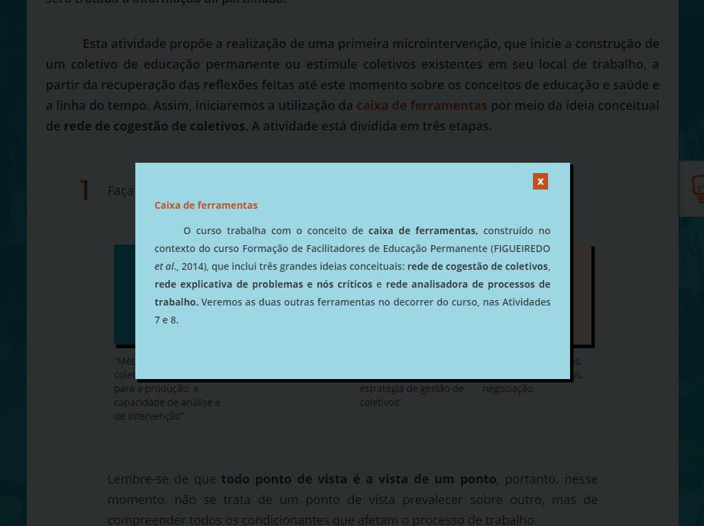 A imagem mostra a tela do percurso com uma janela modal em exibição.
