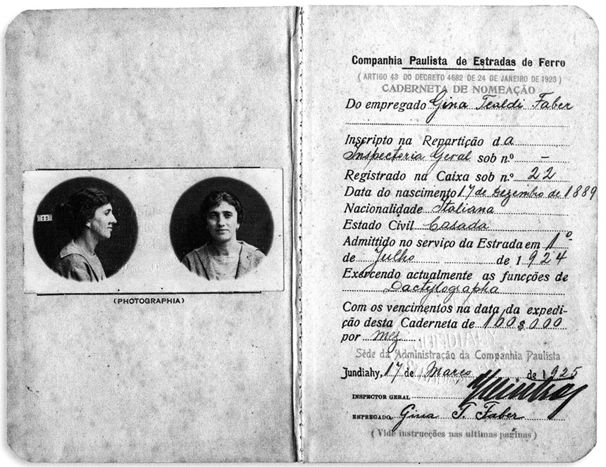 Figura  SEQ Figura \* ARABIC 1: Caderneta de uma das contribuintes da caixa de aposentadorias da Companhia Paulista de Estradas de Ferro (imagem: livro “Os 80 Anos da Previdência Social”). Fonte: Agência Senado]