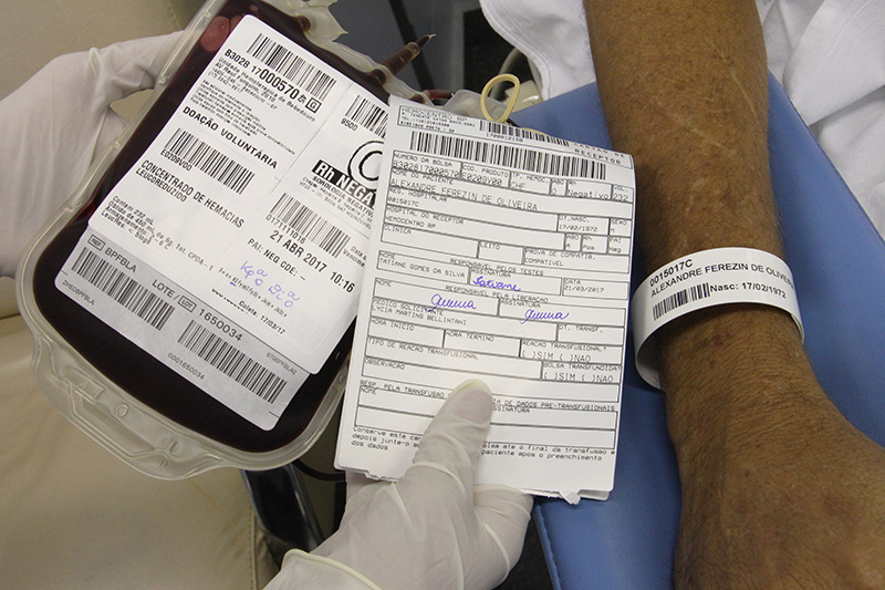 Conferência do hemocomponente