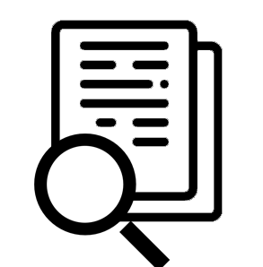 Ícone de uma lupa em cima de documentos