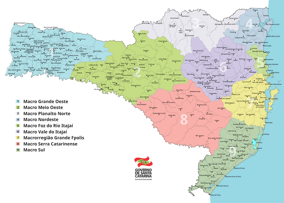 Mapa de Santa Catarina.